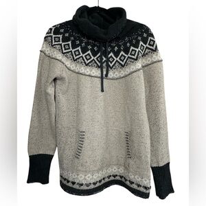 Eddie Bauer Sweater Cowl Neck Fair Isle Medium Women Wool Mohair Blend